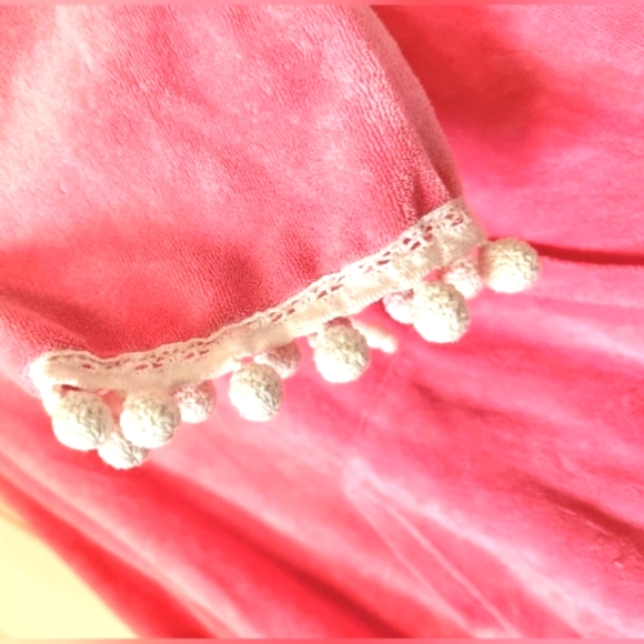 Y2K JUICY COUTURE Terry Cloth Salmon Pink Hood PLUNGE Dingleballs Mini Dress P/S - Picture 6 of 12